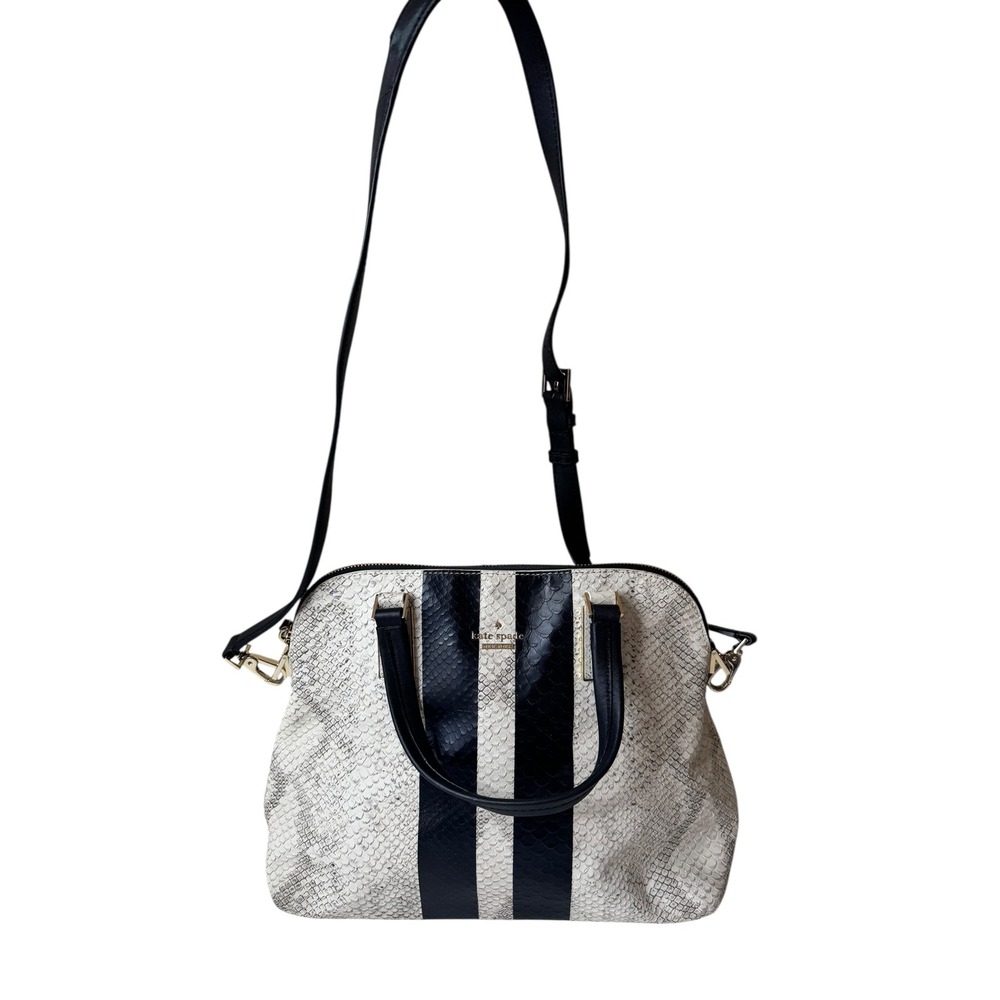 Kate Spade Satchel Handbag Snake Print Black Stripe Crossbody Bag‎